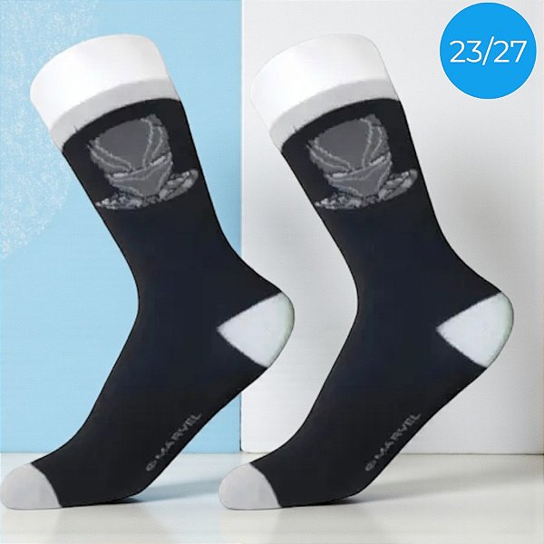 Meia Infantil Cano Médio - Pantera Negra - Vingadores - 23/27 - 1 unidade - Disney Original - Jolitex