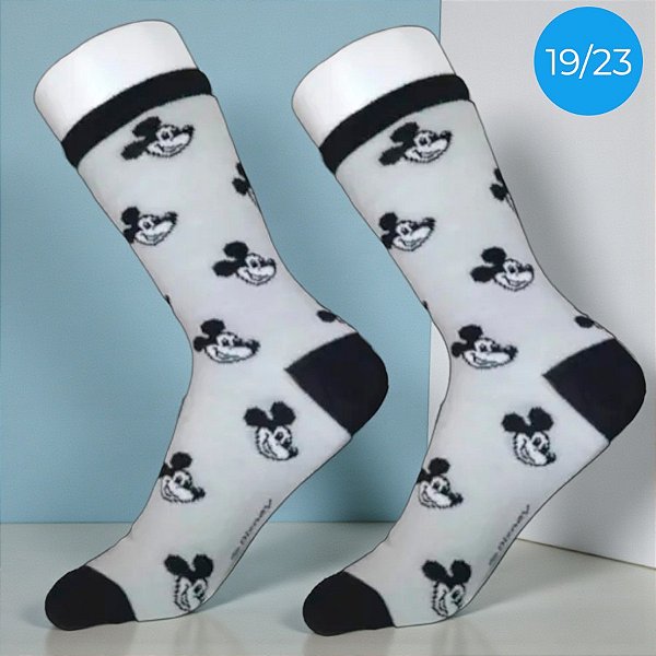 Meia Infantil Cano Médio - Mickey Mouse - Cinza -  19/23 - 1 unidade - Disney Original - Jolitex