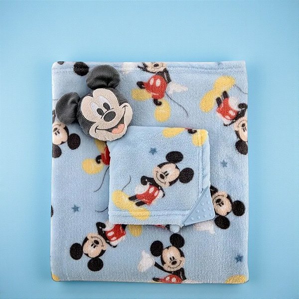 Kit Manta e Naninha - Mickey Mouse - 1 unidade - Disney Original - Jolitex