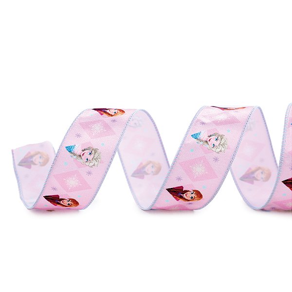 Fita Decorativa Aramada de Natal - Elsa e Anna - 3,8cm x 9,14m - 1 unidade - Cromus - Rizzo