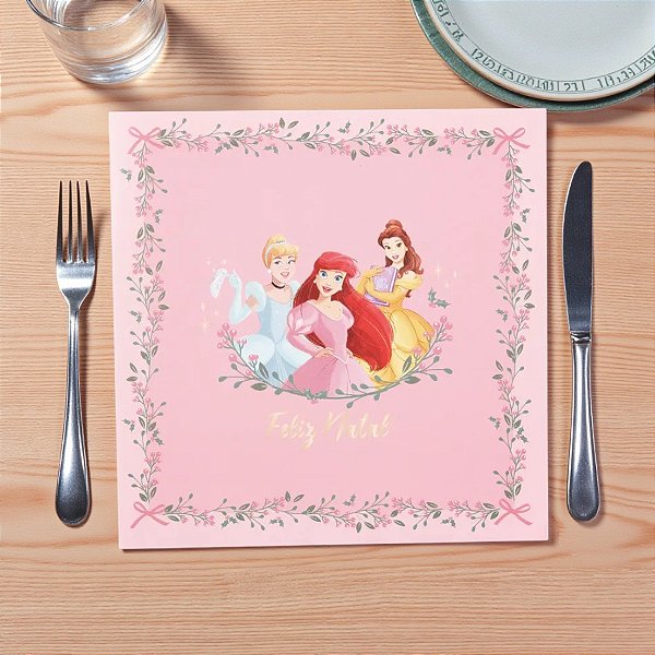 Guardanapo de Papel - Princesas de Natal - 32,5x32,5cm - 20 unidades - Disney Original - Cromus