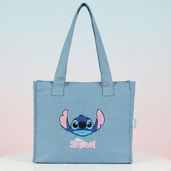 Shopping Bag - Stitch Azul Jeans - 37cm - 1 unidade - Disney Original - Luxcel