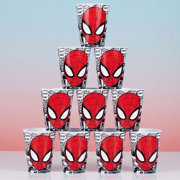 Kit 10 Copos para Lembrancinha - Homem Aranha Quadrinhos - 320ml - 1 unidade - Disney Original - Rizzo