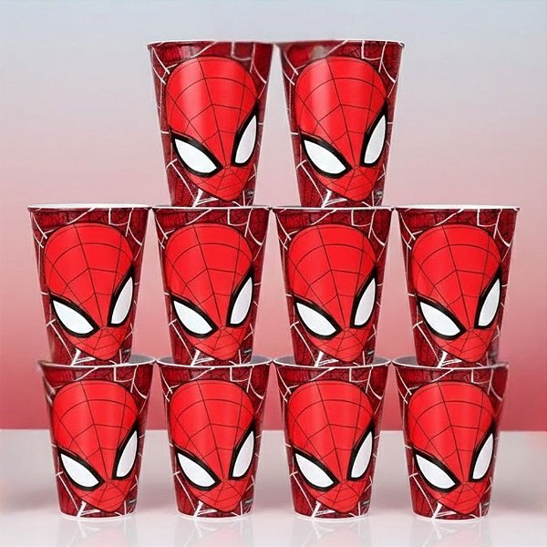 Kit 10 Copos para Lembrancinha - Homem Aranha Vermelho - 320ml - 1 unidade - Disney Original - Rizzo