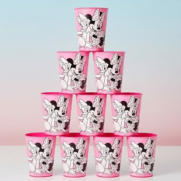 Kit 10 Copos para Lembrancinha - Minnie e Margarida Rosa - 320ml - 1 unidade - Disney Original - Rizzo