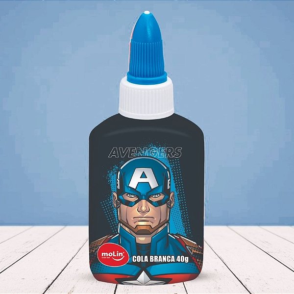 Cola Branca Capitão América - Vingadores - 40g - Disney Original - 1 unidade - Molin