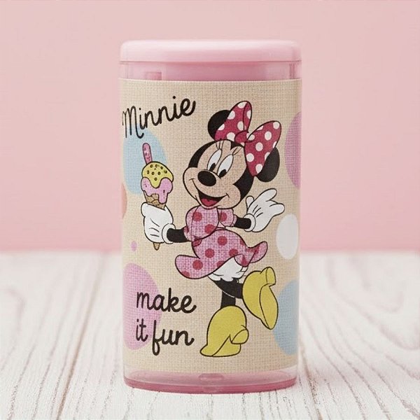 Apontador Minnie - Rosa Poá - Simples - 5cm - Disney Original - 1 unidade - Molin