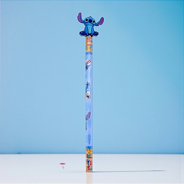 Lápis Stitch 3D - Preto HB - Azul - Disney Original - 1 unidade - Molin