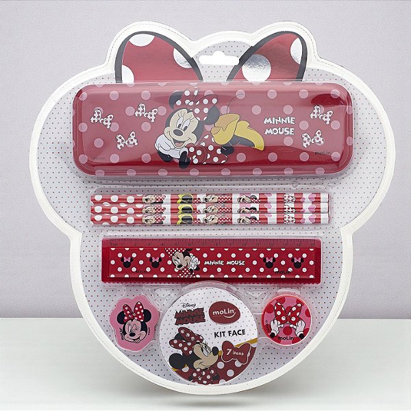 Kit Escolar - Minnie Mouse - 7 Itens - Disney Original - 1 unidade - Molin