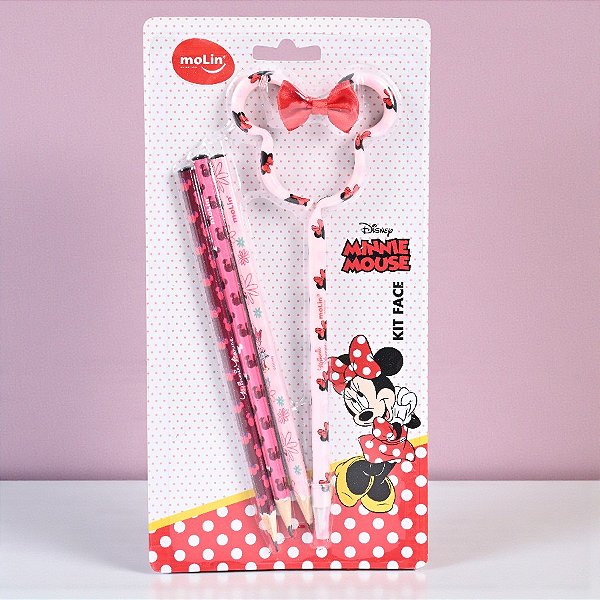 Kit Escolar - Minnie Mouse Rosa - 4 Itens - Disney Original - 1 unidade - Molin