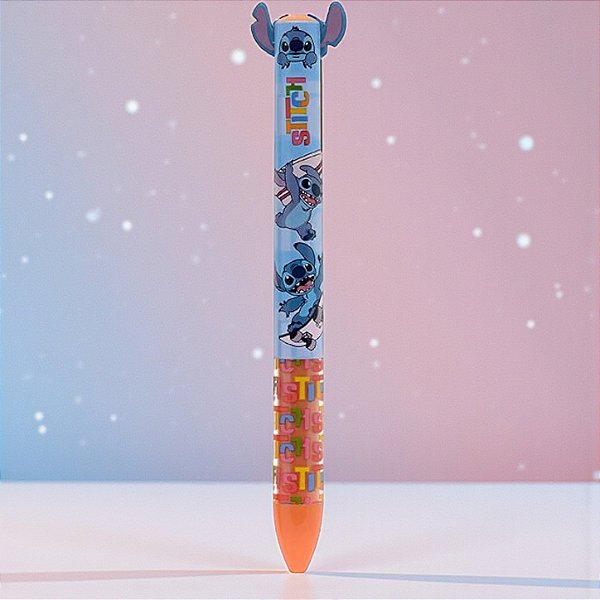 Caneta Stitch Esferográfica - Azul e Vermelha - 13cm - Disney Original - 1 unidade - Molin