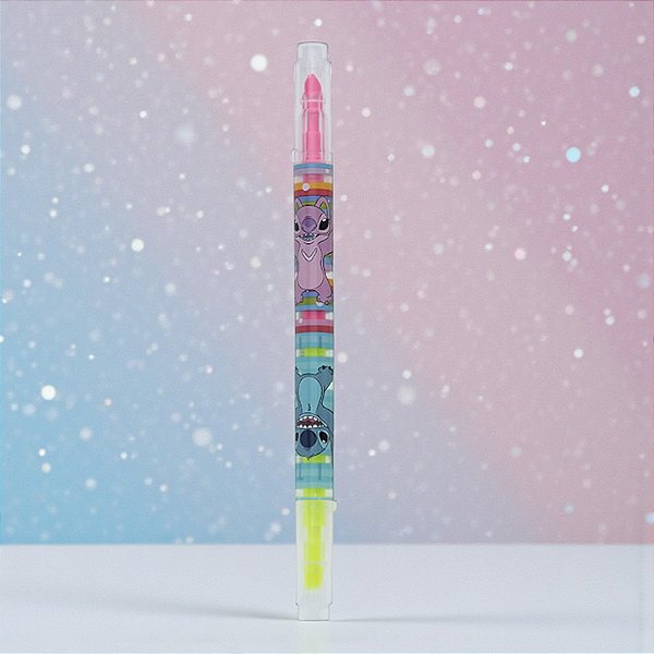 Marcador Stitch Fluorescente - 2 Pontas - Disney Original - 1 unidade - Molin