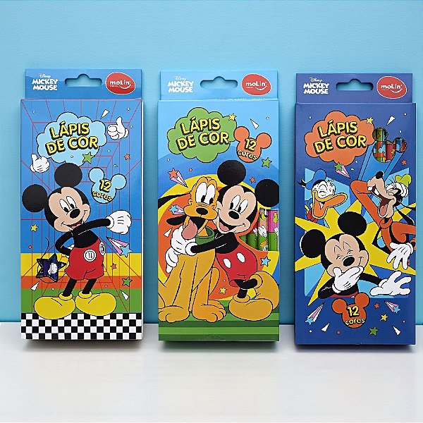 Lápis de Cor - Mickey Mouse - 12 Cores - Disney Original - 1 unidade - Molin