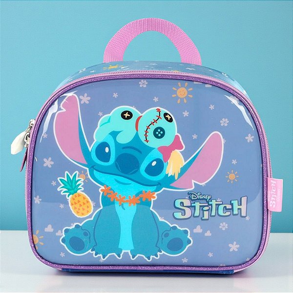 Lancheira Térmica Escolar - Stitch - Azul - 23x19cm - Disney Original - 1 unidade - Luxcel