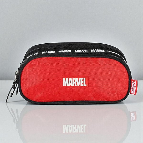Estojo Triplo com Zíper - Marvel - Vermelho - Disney Original - 1 unidade - Luxcel