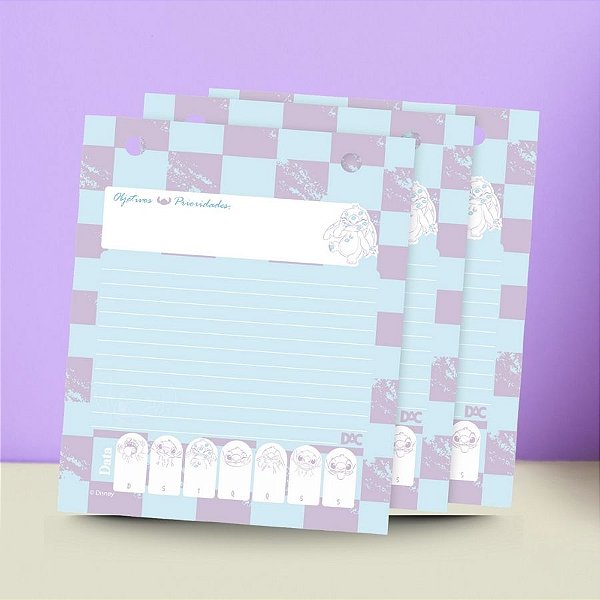 Bloco Refil para Mini Ficheiro - Stitch - 14x17cm - 80 Folhas - Disney Original - 1 unidade - DAC
