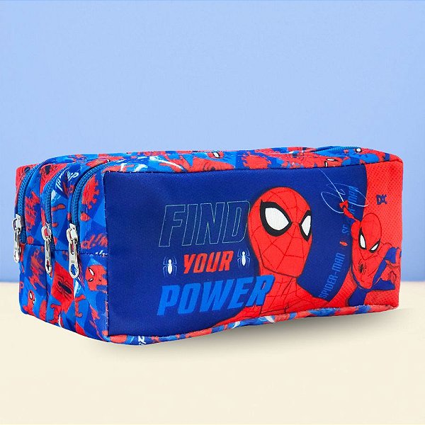 Estojo Triplo com Zíper - Homem Aranha - 19x11cm - Disney Original - 1 unidade - DAC