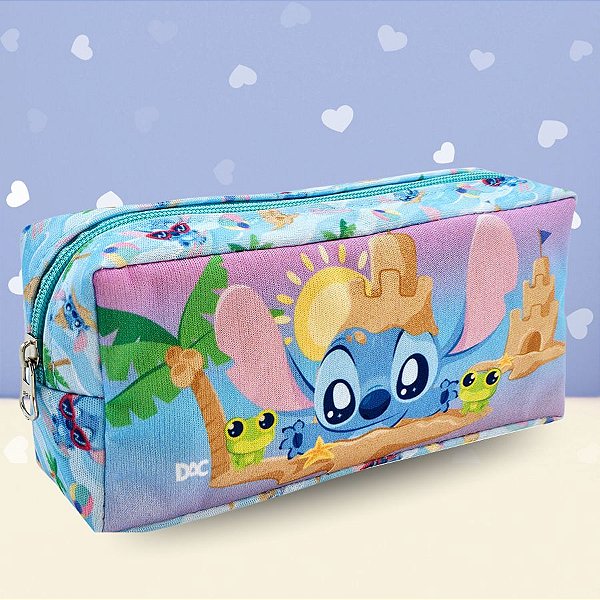 Estojo Simples com Zíper - Stitch Aloha - 19x8cm - Disney Original - 1 unidade - DAC