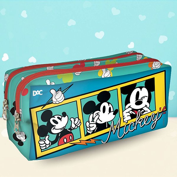 Estojo Duplo com Zíper - Mickey Mouse - 19x8cm - Disney Original - 1 unidade - DAC