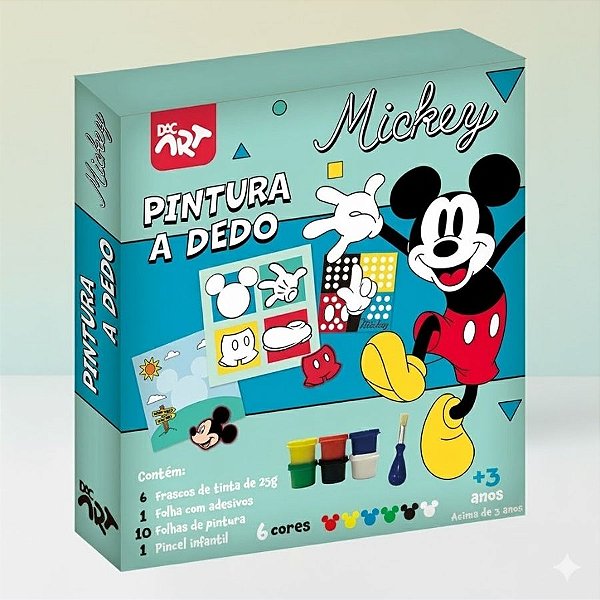 Conjunto de Pintura a Dedo - Mickey Mouse - 18 Itens - Disney Original - 1 unidade - DAC