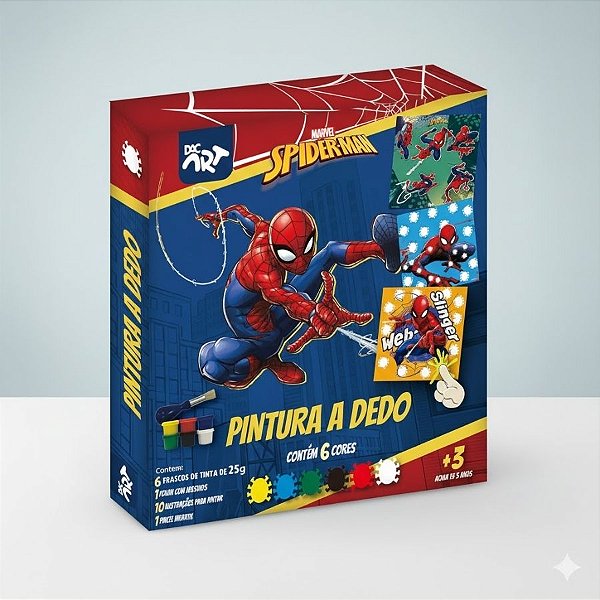Conjunto de Pintura a Dedo - Homem Aranha - 18 Itens - Disney Original - 1 unidade - DAC