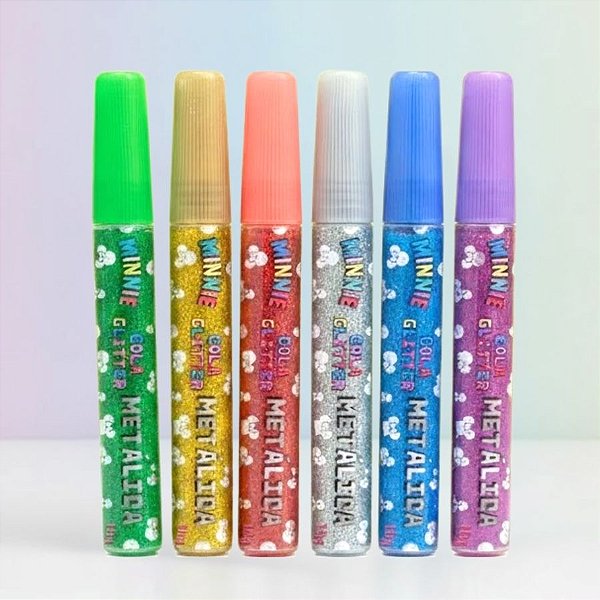 Cola Glitter Metálica - Minnie Mouse - 6 Cores - Disney Original - 1 unidade - DAC