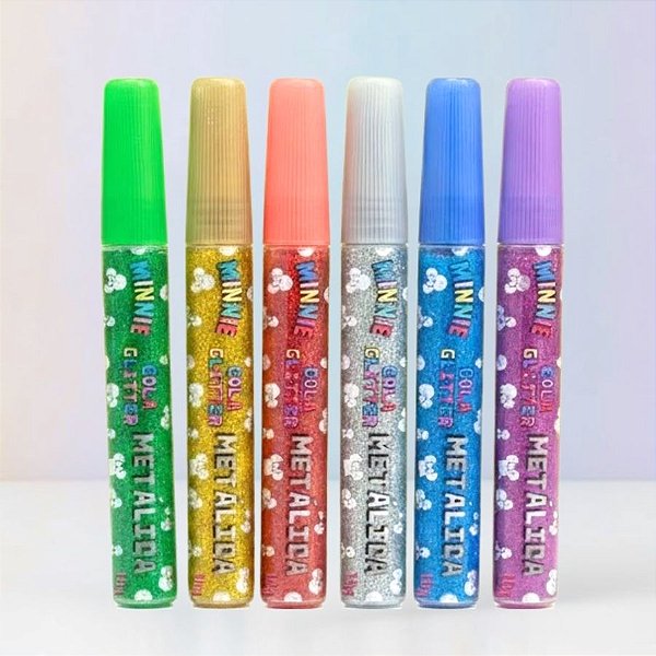 Cola Glitter Metálica - Mickey Mouse - 6 Cores - Disney Original - 1 unidade - DAC