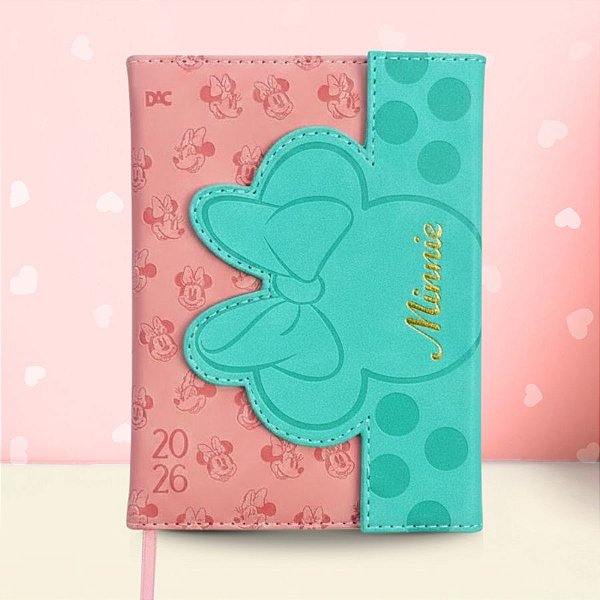 Mini Agenda 2026 Executiva - Minnie Mouse - 10x13cm - 336 Páginas - Disney Original - 1 unidade - DAC