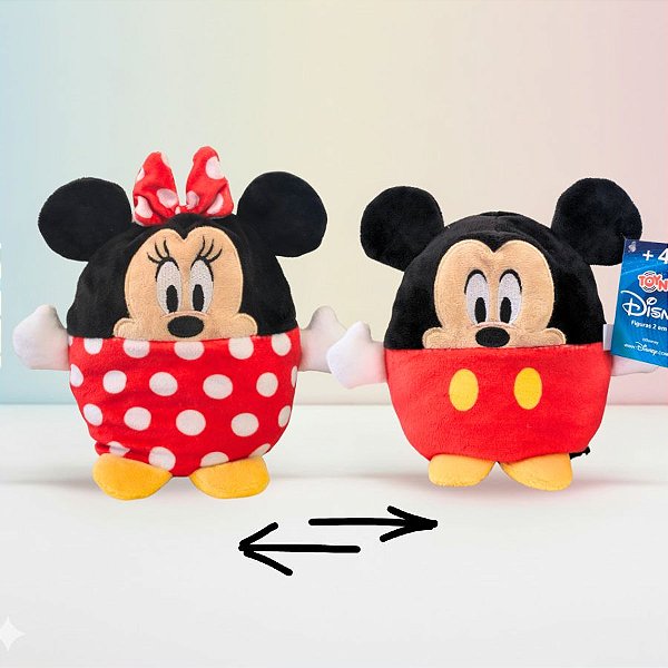 Pelúcia Dupla Face - Minnie e Mickey - 14cm - Disney Original - 1 unidade - Toyng
