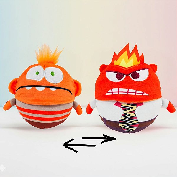 Pelúcia Dupla Face - Raiva e Ansiedade - 15cm - Disney Original - 1 unidade - Toyng