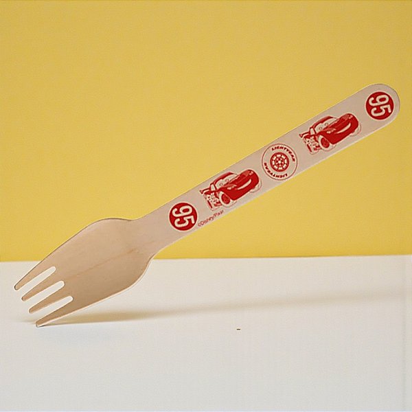 Garfo de Madeira Carros - 15cm - Disney Original - 8 unidades - Regina