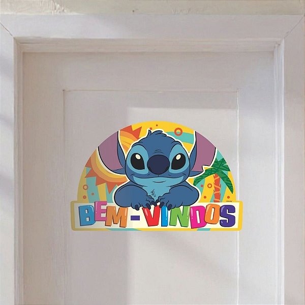 Painel Decorativo em EVA - Stitch - Bem Vindos - 49x32cm - Disney Original - 1 unidade - Piffer