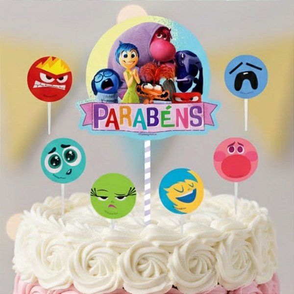 Topo de Bolo - Divertidamente - Disney Original - 7 unidades - Piffer