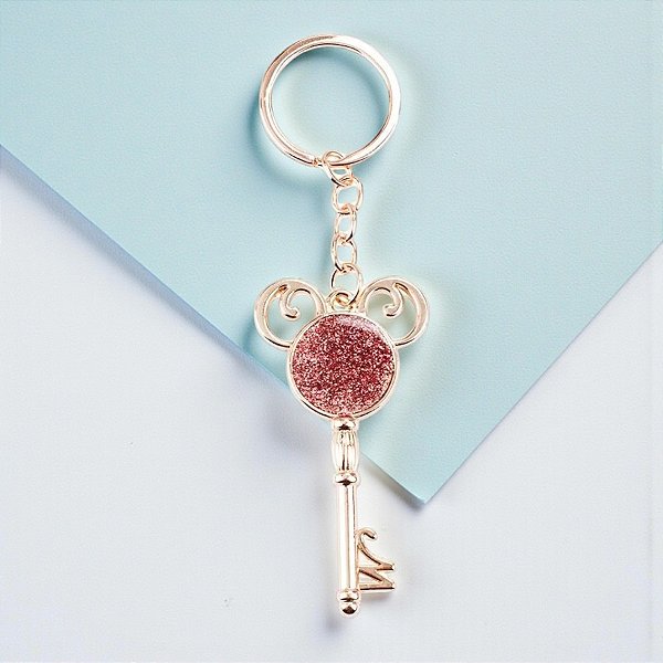 Chaveiro Metal - Mickey Mouse - Chave Rose - 7cm - Disney Original - 1 unidade - Taimes