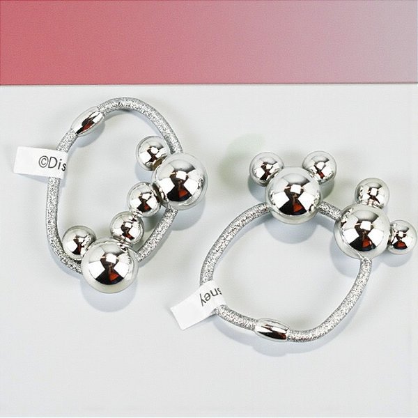 Elástico de Cabelo - Mickey Mouse - Prata - Disney Original - 2 unidades - Taimes