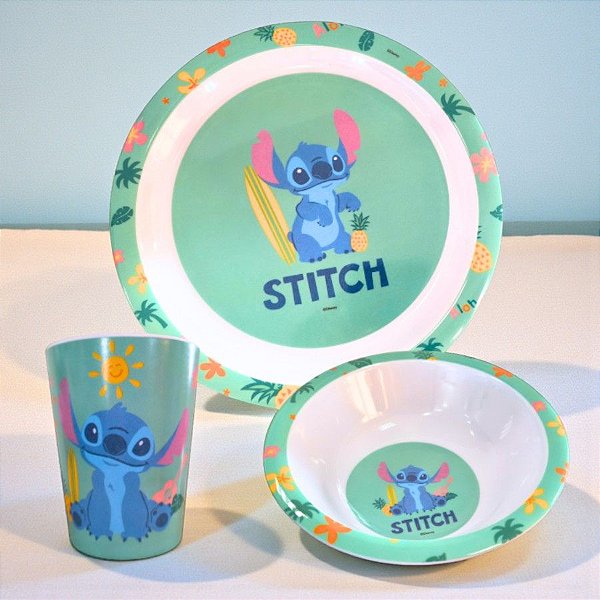 Kit Alimentação Stitch - Prato, Bowl e Caneca - Disney Original - 1 unidade - Tuut