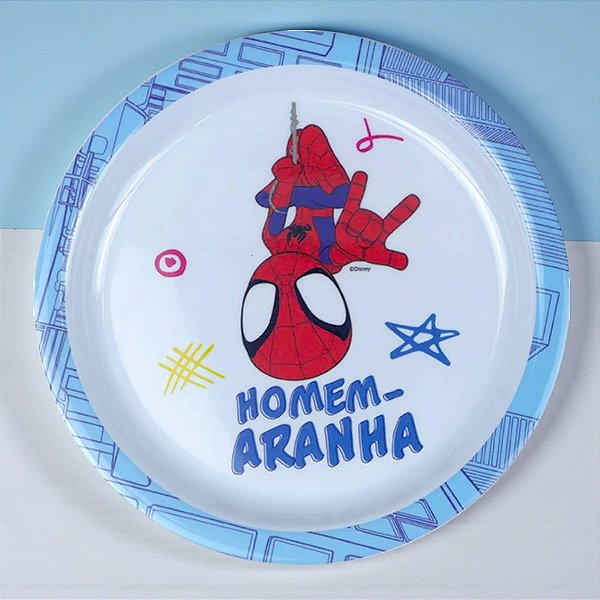 Prato Fundo de Melamine - Homem Aranha - 21cm - Disney Original - 1 unidade - Tuut