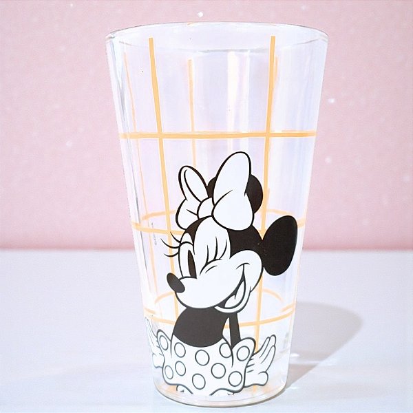Copo de Vidro - Minnie Mouse - Laranja - 300ml - Disney Original - 1 unidade - Tuut
