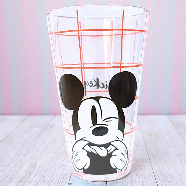 Copo de Vidro - Mickey Mouse - Vermelho - 300ml - Disney Original - 1 unidade - Tuut