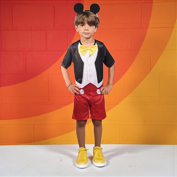Fantasia Infantil Mickey Mouse - Macacão e Tiara - P - Disney Original - 1 unidade - Novabrink