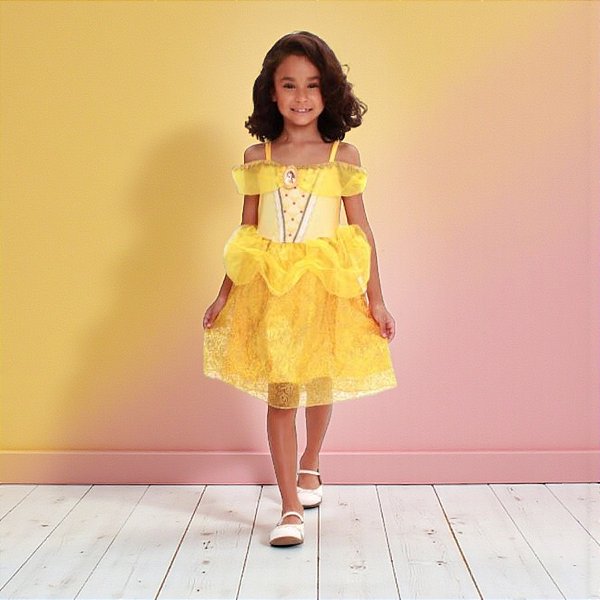 Fantasia Infantil Bela - Vestido - M - Disney Original - 1 unidade - Novabrink