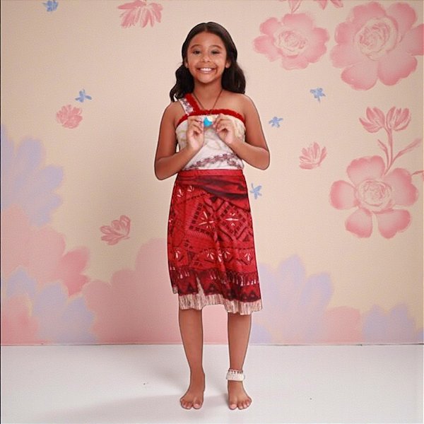 Fantasia Infantil Moana - Top, Saia, Colar e Tornozeleira - P - Disney Original - 1 unidade - Novabrink