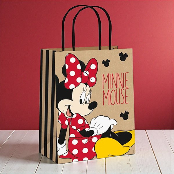 Sacola de Papel - Minnie Kraft Colors - M 26x19,5x9,5cm - Disney Original - 10 unidades - Cromus