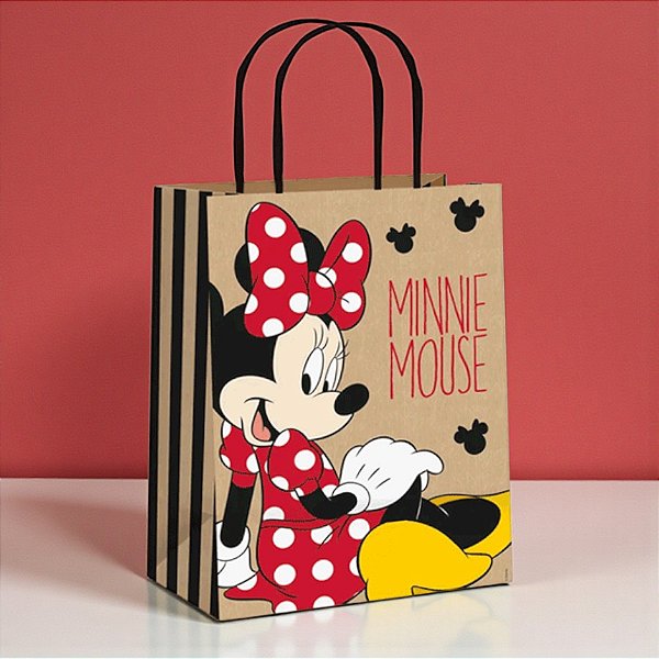 Sacola de Papel - Minnie Kraft Colors - P 21,5x15x8cm - Disney Original - 10 unidades - Cromus