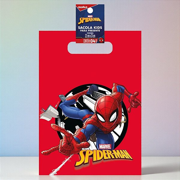 Sacola de Plástico - Homem Aranha - 30x45cm - Disney Original - 4 unidades - Cromus
