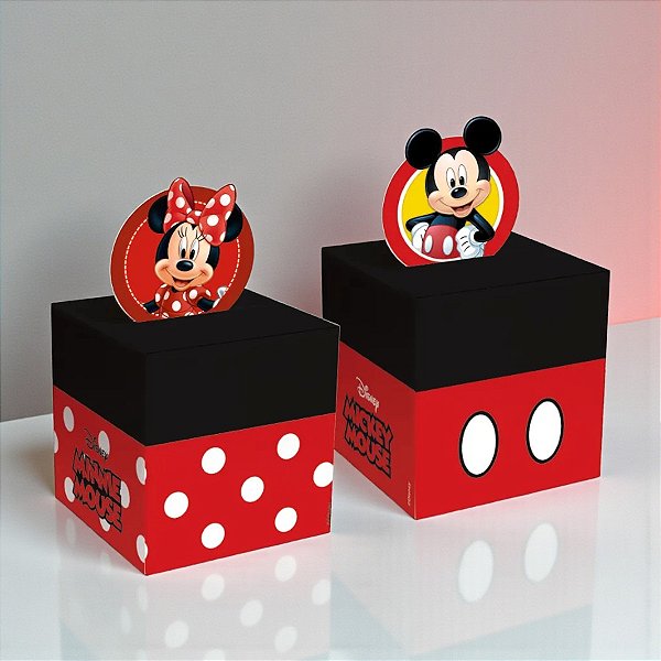 Caixa Pop Up - Mickey e Minnie - M 9x9x11cm - Disney Original - 10 unidades - Cromus