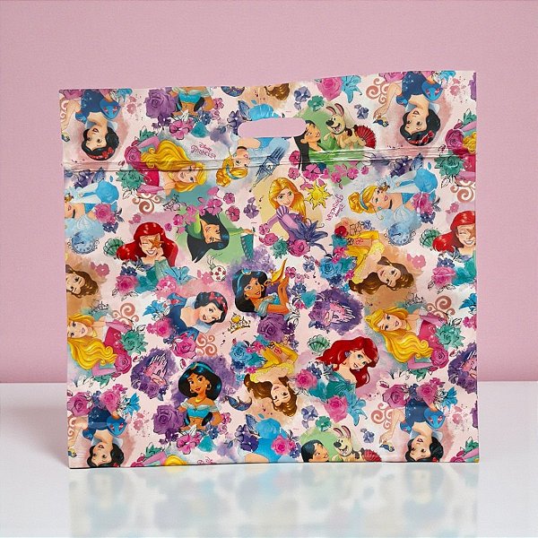 Sacola Laminada com Zip - 43x46x5cm - Princesas - Disney Original - 1 unidade - Cromus
