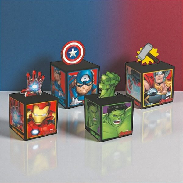 Caixa Pop Up - Vingadores - M 9x9x11cm - Disney Original - 10 unidades - Cromus