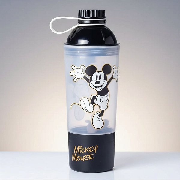 Garrafa Vip - Mickey Mouse - Com Misturador e Compartimento - 600ml - Disney Original - 1 unidade - Plasútil