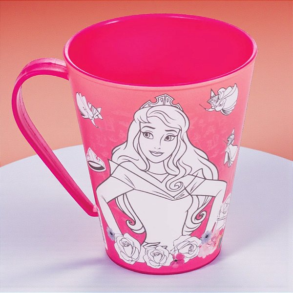 Caneca Plástico De Colorir Aurora - 360ml - Disney Original - 1 unidade - Plasútil